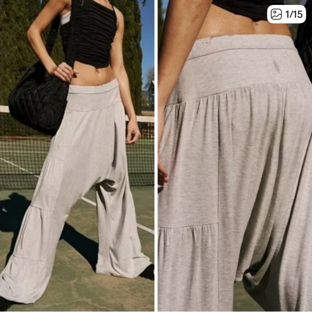FP Movement Stay Low Wide Tiered Leg Harem Pants in
Heather Grey M